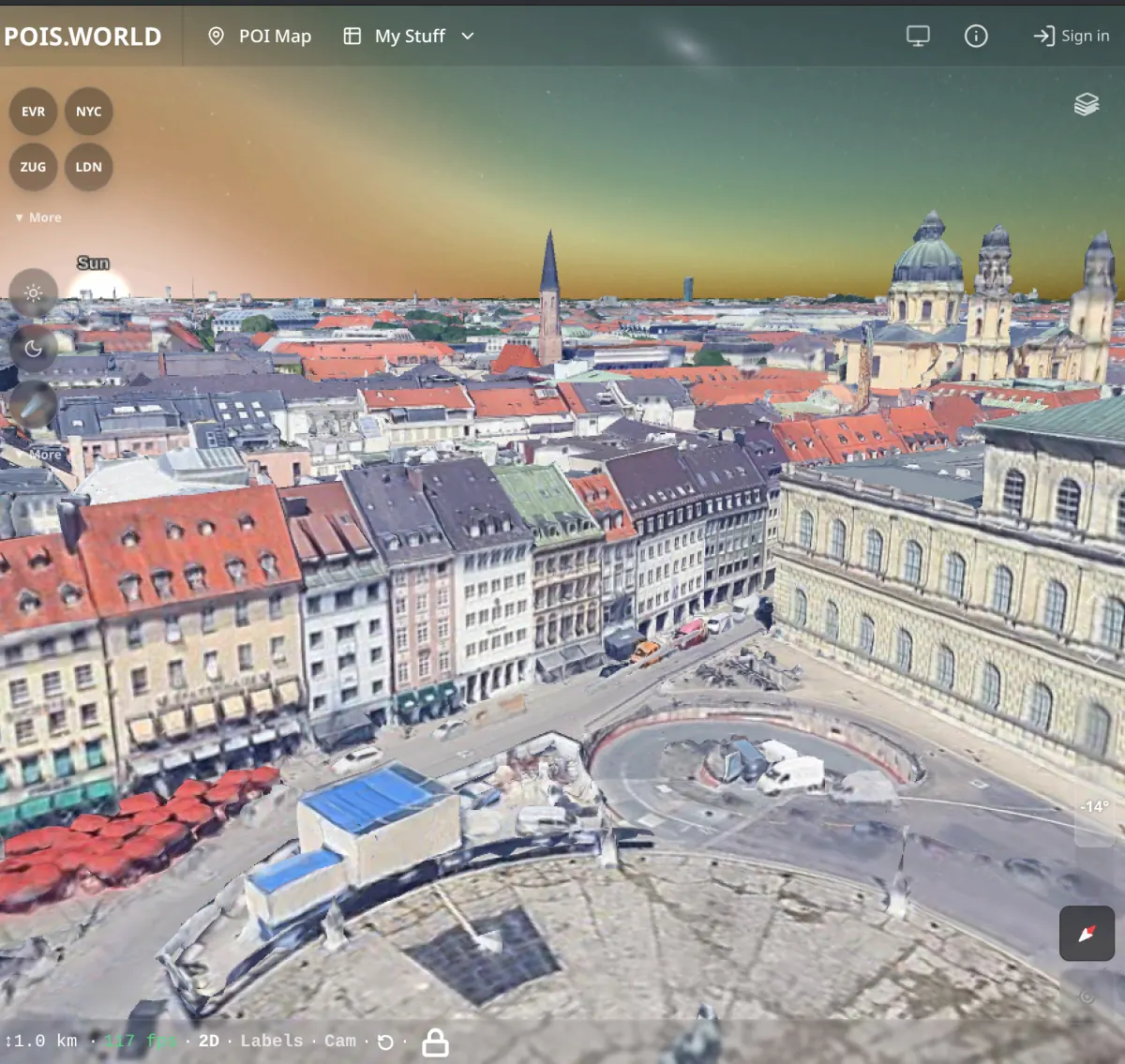 Photorealistic 3D city view — Munich from above