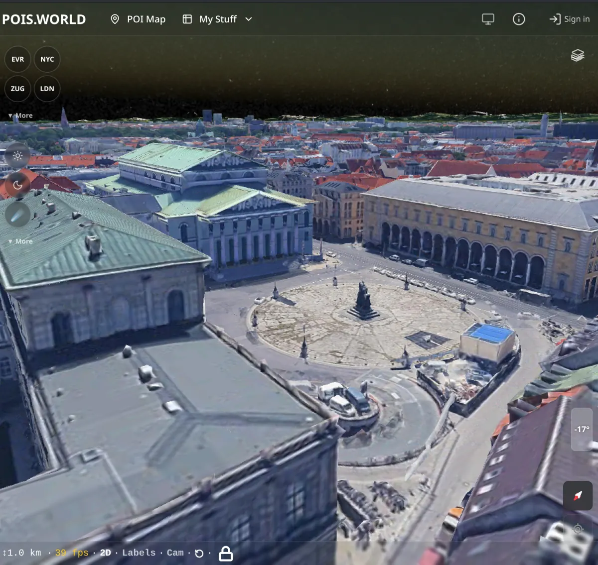 Photorealistic 3D city view — Munich square